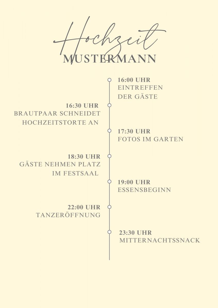 Weiß Grau Minimalist Elegant Zeitplan Ablauf Hochzeit Programm (1)